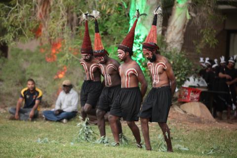 Tinkerbee Dancers male group at opening night of CONVERGE Mparntwe 2017